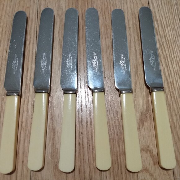 Rusnorstain Robert F. Mosley Sheffield Vintage Dessert Knives Cutlery Stainless - Picture 7 of 11